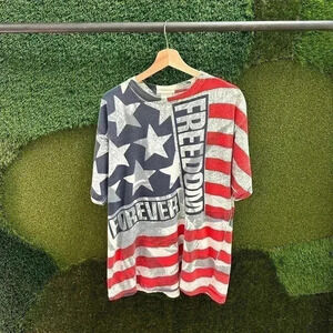 Vintage Freedom Forever USA Flag All Over  Print T-shirt
